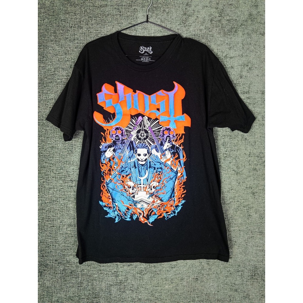 Ghost Band Papa Emeritus Nameless Ghouls Graphic T-Shirt Mens L Black Cotton 202